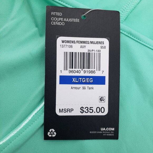 Under Armour Womens Armour Tank Size XL Racerback Stretch Workout Mint Green NEW - Picture 11 of 12